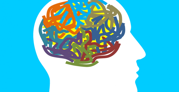 image of white head with a colourful brain 