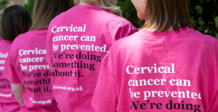 women wearing cancer awareness t-shirts 