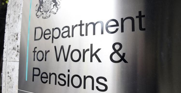 DWP disability survey Department of Work & Pensions building sign
