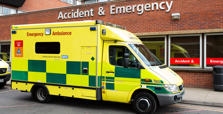 Ambulance outside A & E department 