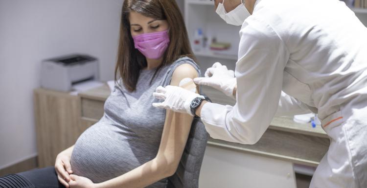 Pregnant person having the flu vaccine 