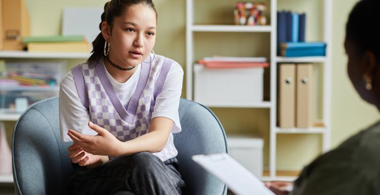 Young person receiving support