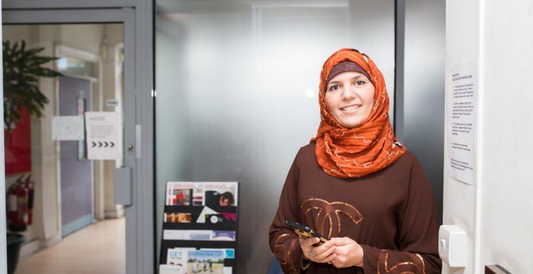 Woman with phone in hand 