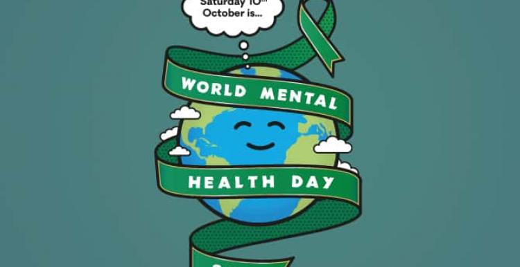 Earth with mental health banner