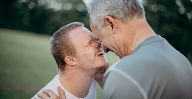 Young man and carer