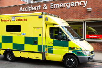 Ambulance outside A & E department 