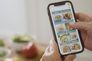 app on phone with healthy recipes 