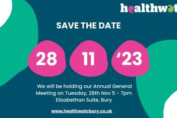 Healthwatch Bury AGM Save the Date