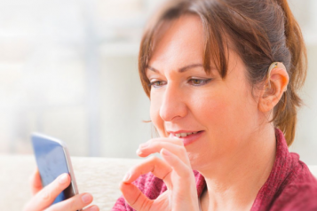 woman looking at a phone 