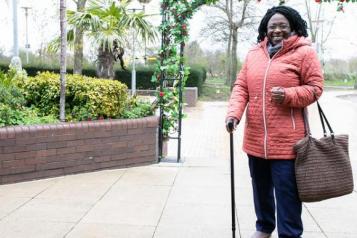 lady with walking stick