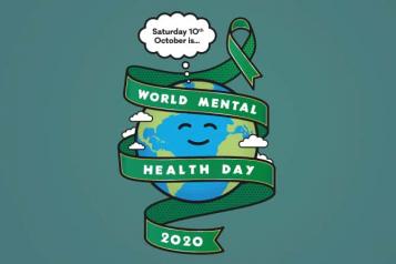 Earth with mental health banner 